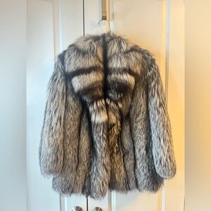 Luxurious Authentic Silver Fox Fur Coat